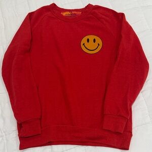 Aviator Nation Red Sweatshirt with Smiley Face